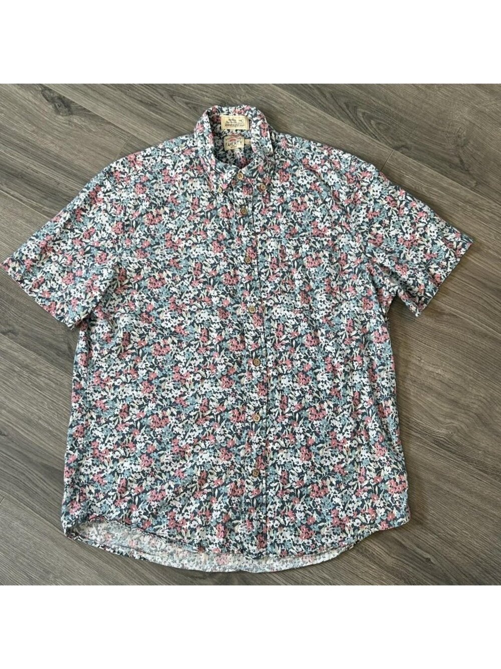 Faherty Breeze Shirt Mens L Multicolor Floral Linen Tencel Button Up Casual